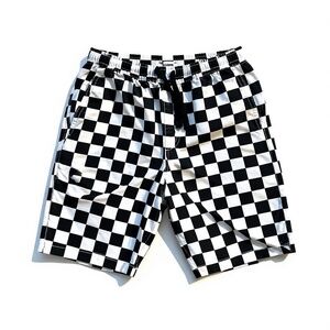 Vans Boys Large Checkerboard Pull-On Shorts Black White Skate Style